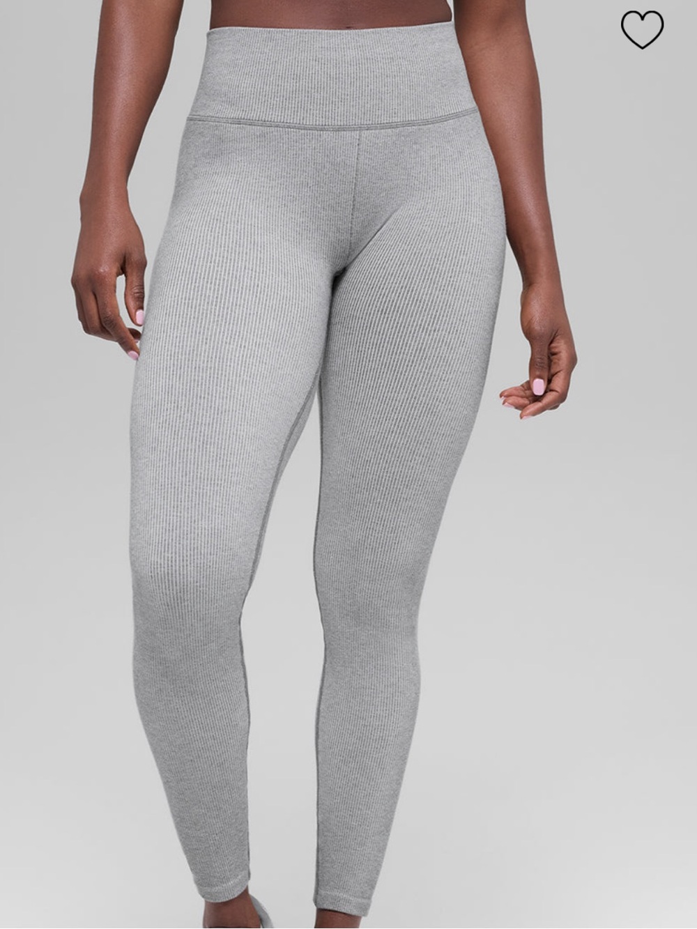 ALO Seamless High-Waist Two Tone Rib Legging - Light Misty Grey Heather size L